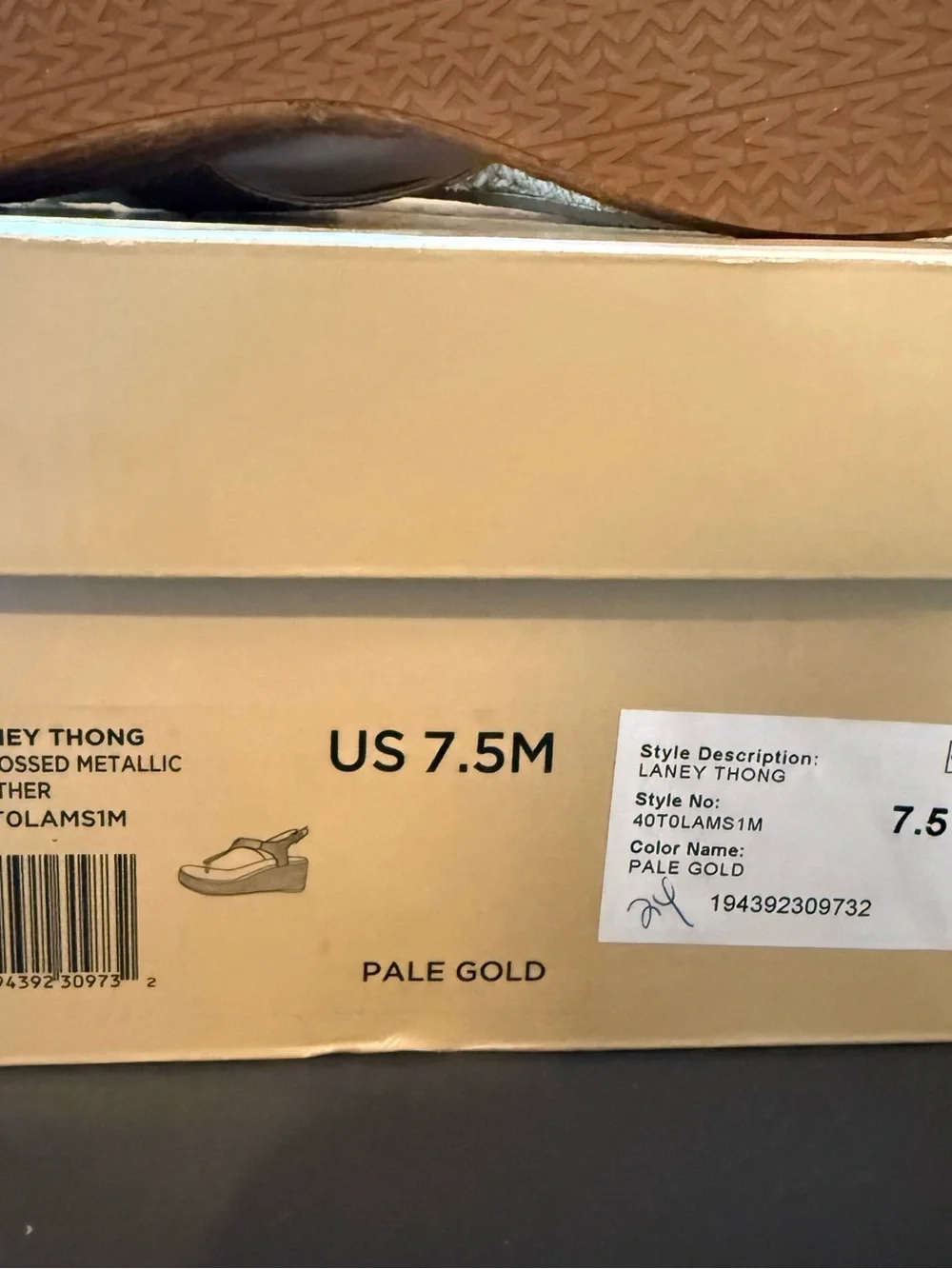 Michael Kors Pale Gold Wedge Espadrille Thong Sandals